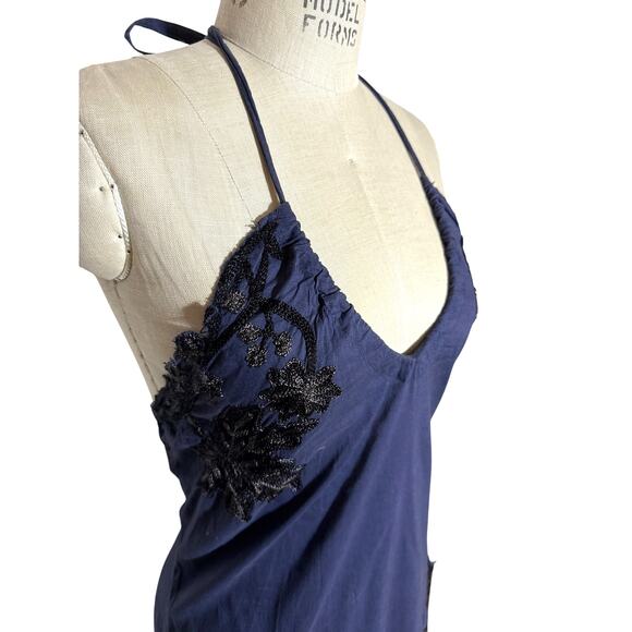 munthe plus simonsen Halter Black & Blue Cotton Dress Size Small - Picture 2 of 9